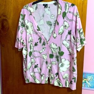 Talbots Lavender/Cream beaded SL cardigan, size 3X